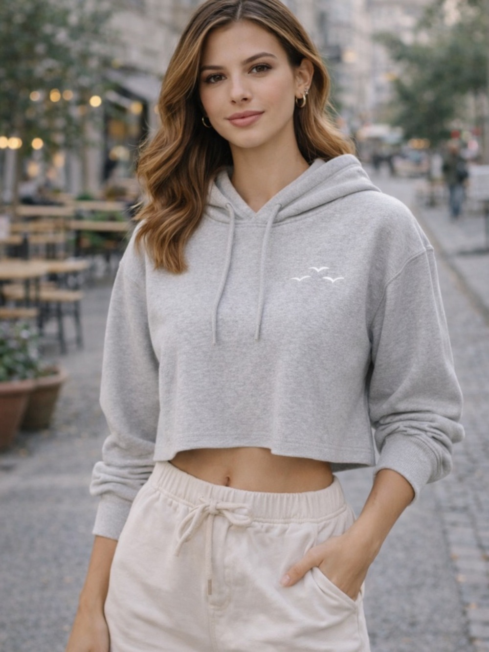 Lazypants Cropped Gray Hoodie